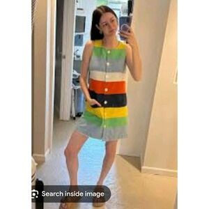 CARLEENBUTTON FRONT MINI DRESS - CABANA STRIPE